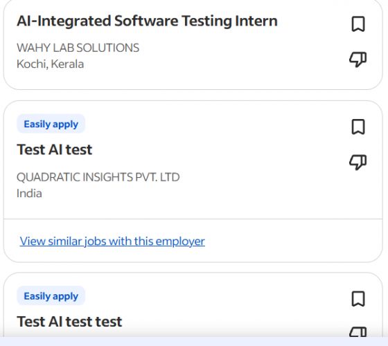 AI Testing & Automation internship jobs in Sur