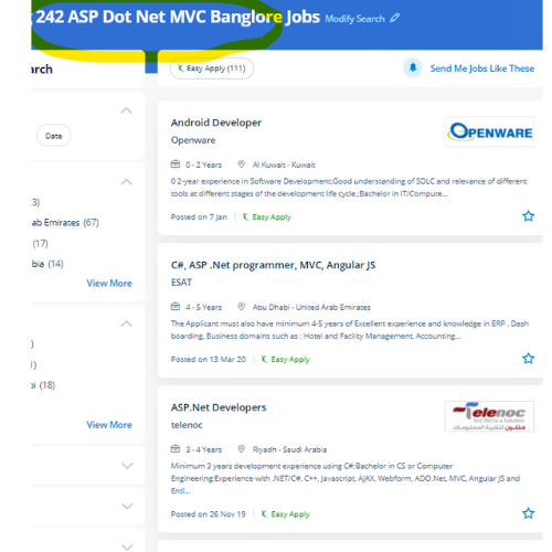 ASP.NET MVC internship jobs in Abu Dhabi