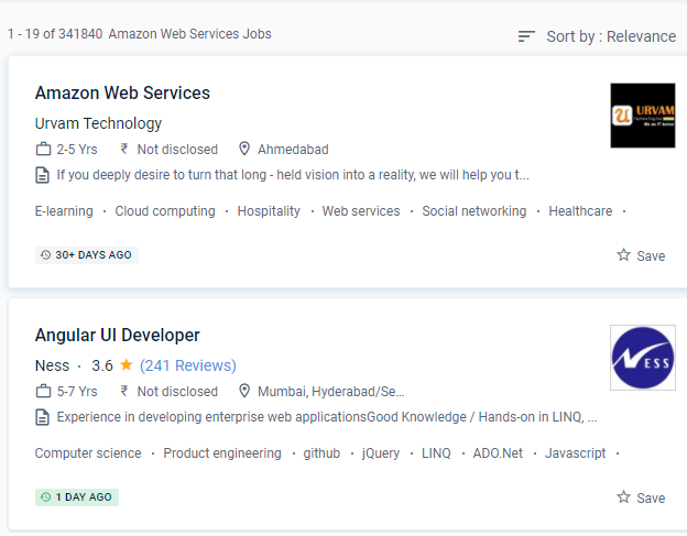 AWS internship jobs in Uae